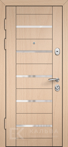 Фото №2 «Железная дверь чёрная снаружи дуб с рейками внутри для квартиры №364»