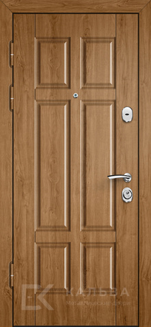 Фото №2 «Металлическая дверь с МДФ под дуб золотистый классическая филёнка №179»